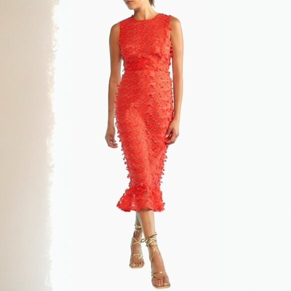 Cynthia Rowley sleeveless lace midi dress Red Size 6 NWT - Picture 4 of 10